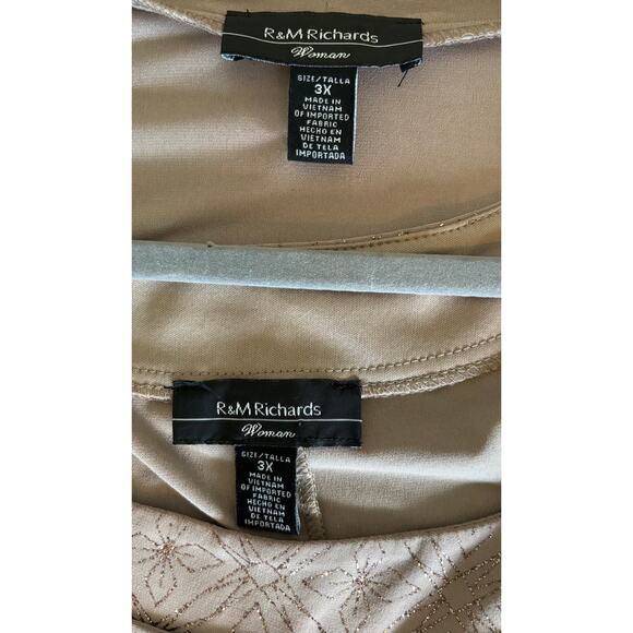 R&M Richards Mesh Panel Jacket Dress Size 3X Taupe Knee Length Elegant Cocktail - Picture 7 of 14